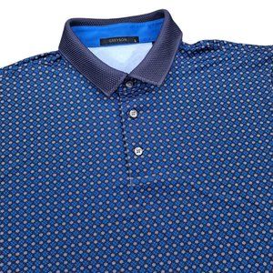 GREYSON MEN'S BLUE SNOWFLAKE FLORAL PRINT SOFT GOLF POLO SIZE LARGE